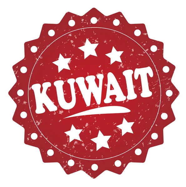 Kuwait Timbro Grunge Rosso Isolato Sfondo Bianco — Foto Stock