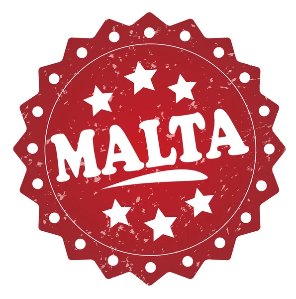 Malta Francobollo Grunge Rosso Isolato Sfondo Bianco — Foto Stock