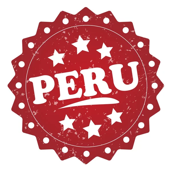 Peru Rosso Grunge Timbro Isolato Sfondo Bianco — Foto Stock