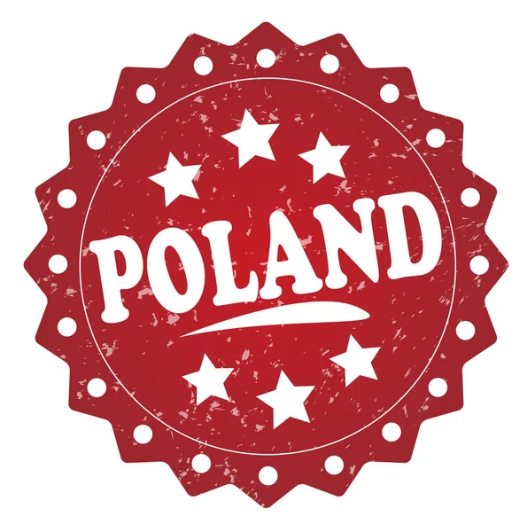 Polen Rode Grunge Stempel Geïsoleerd Witte Achtergrond — Stockfoto