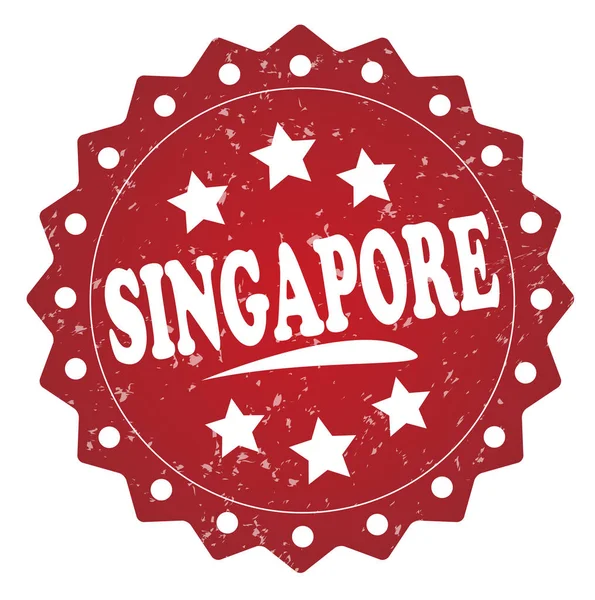 Singapore Francobollo Grunge Rosso Isolato Sfondo Bianco — Foto Stock