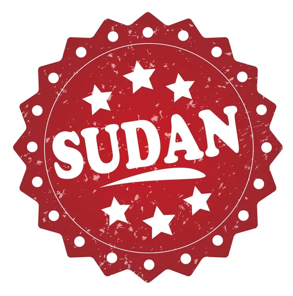 Sudan Selo Grunge Vermelho Isolado Fundo Branco — Fotografia de Stock