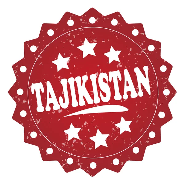 Tadschikistan Roter Grunge Stempel Isoliert Auf Weißem Hintergrund — Stockfoto