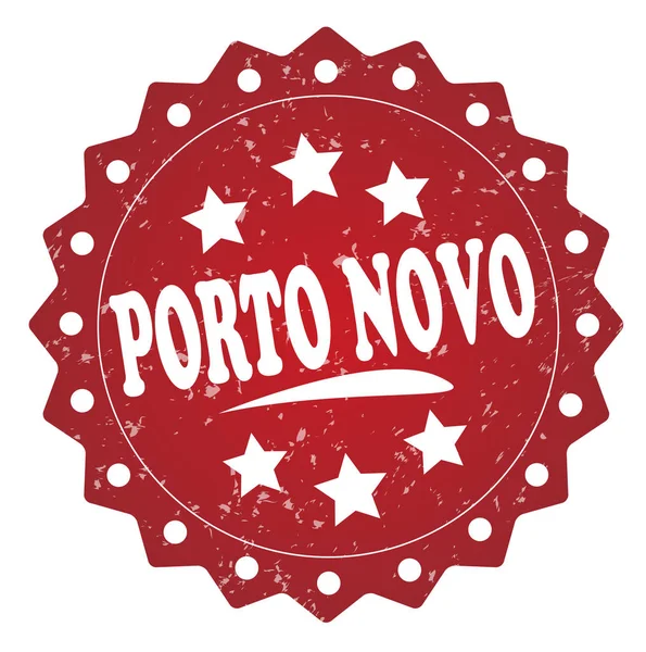 Porto Novo Selo Grunge Vermelho Isolado Sobre Fundo Branco — Fotografia de Stock