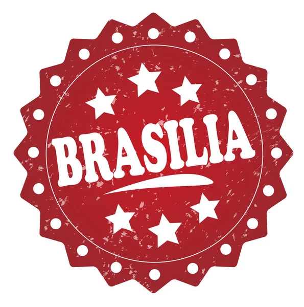 Brasilia Timbre Grunge Rouge Isolé Sur Fond Blanc — Photo