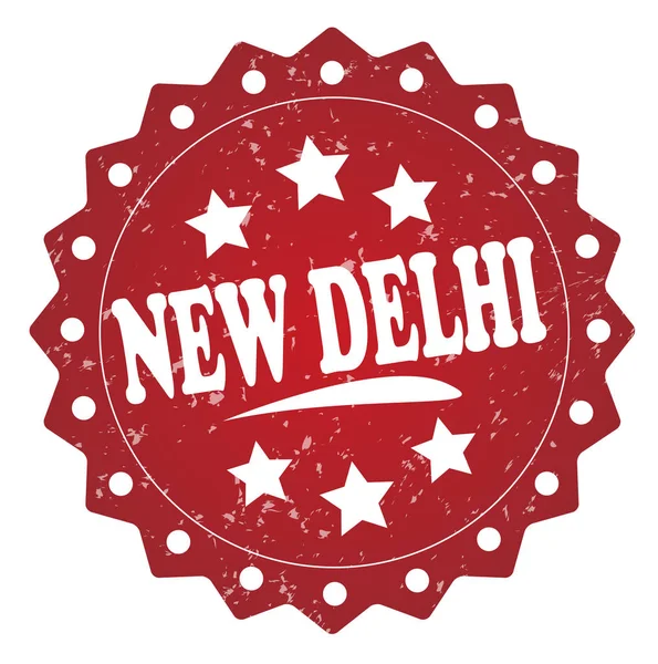 New Delhi Rode Grunge Stempel Geïsoleerd Witte Achtergrond — Stockfoto