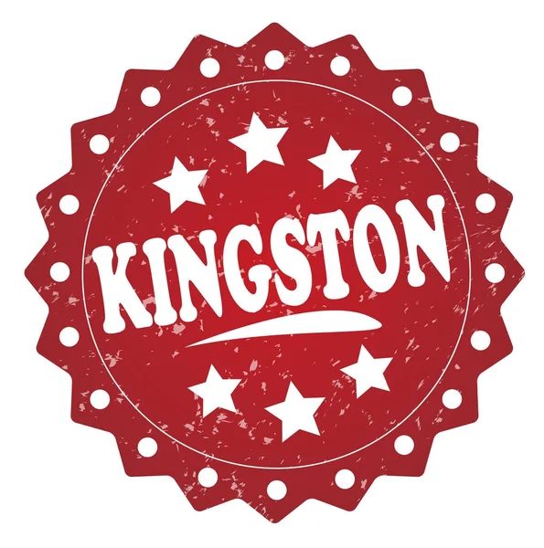 Kingston Piros Grunge Bélyeg Elszigetelt Fehér Background — Stock Fotó