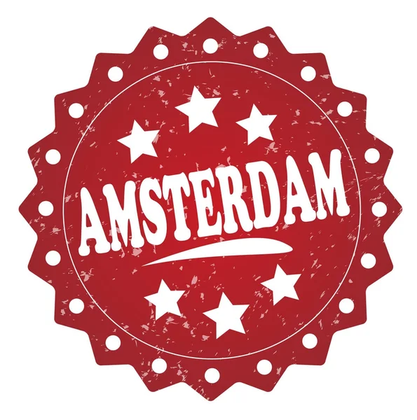 Amsterdam Red Grunge Stamp Isoliert Auf Weißem Hintergrund — Stockfoto