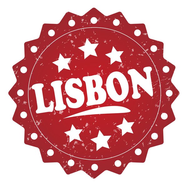 lisbon red grunge stamp isolated on white background