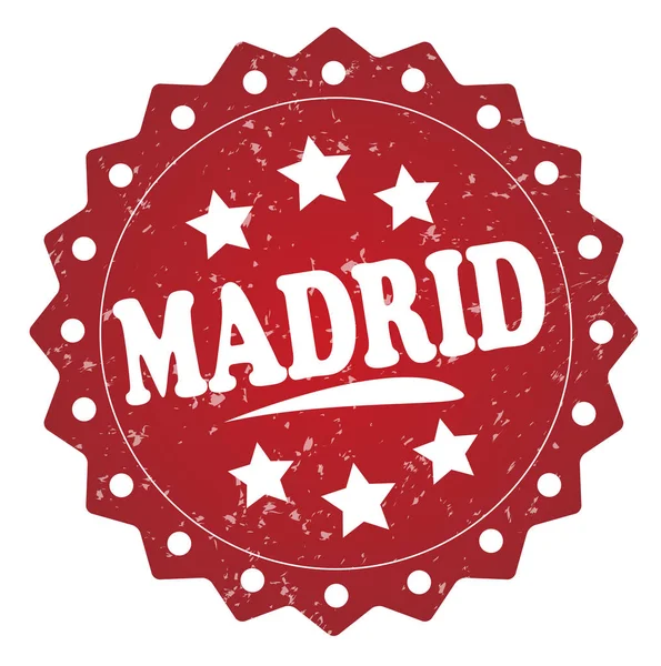 Madrid Red Grunge Stamp Isolated White Background — Stock Photo, Image