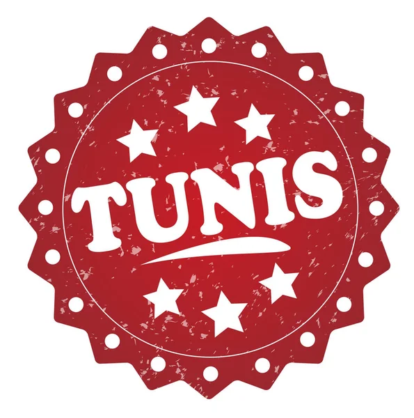 Tunis Red Grunge Stempel Isoliert Auf Weißem Hintergrund — Stockfoto
