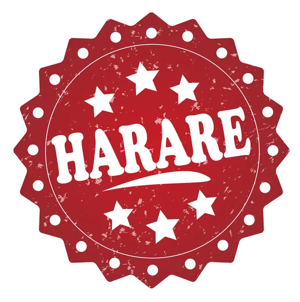Harare Red Grunge Stempel Isoliert Auf Weißem Hintergrund — Stockfoto