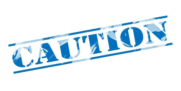 Caution Blue Stamp White Background — Stock Photo, Image