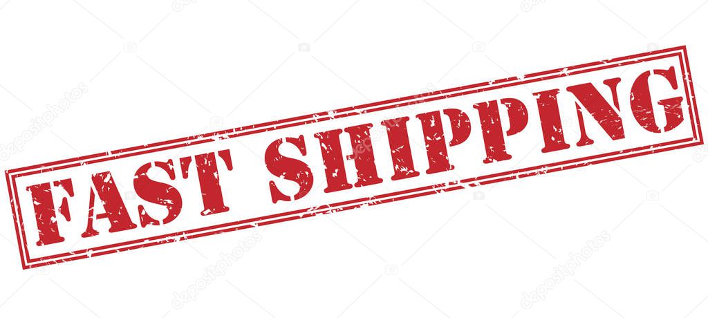 fast shipping red stamp isolated on white background