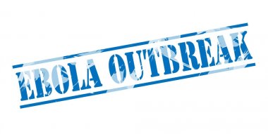 Ebola salgını mavi pul beyaz arka plan üzerinde