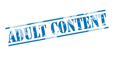 Beyaz arka plan üzerinde yetişkin içerik mavi pul