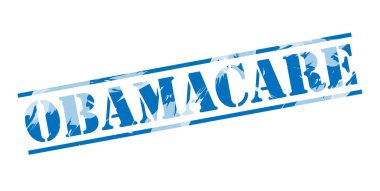 Beyaz arka plan üzerinde Obamacare mavi pul