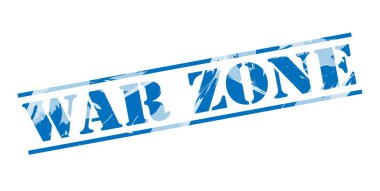 savaş bölgesi mavi pul beyaz arka plan üzerinde