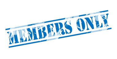 Beyaz arka plan üzerinde Üyeler sadece mavi pul