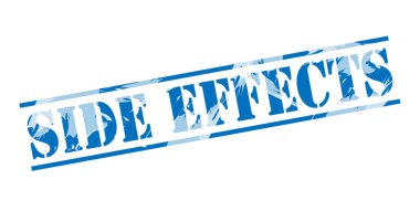 Beyaz arka plan üzerinde yan etkileri mavi pul 