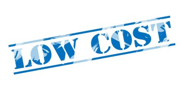 Beyaz arka plan üzerinde düşük maliyetli mavi pul 