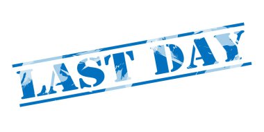 Beyaz arka plan en son gün mavi damgası 