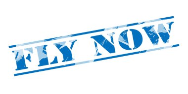 Beyaz arka plan üzerinde uçmak şimdi mavi pul 