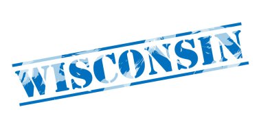 Beyaz arka plan üzerinde Wisconsin mavi pul 