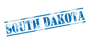 Güney dakota mavi pul beyaz arka plan üzerinde 