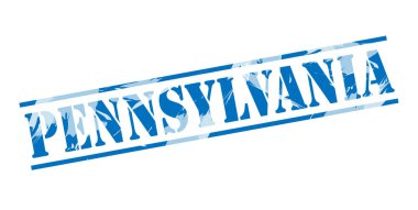 Beyaz zemin üzerine Pennsylvania mavi pul 