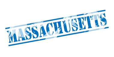 Massachusetts damga beyaz zemin üzerine mavi 