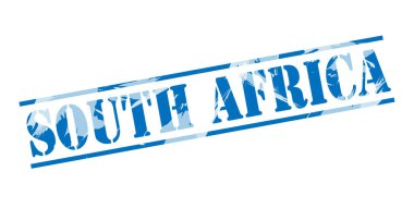Güney Afrika mavi pul beyaz arka plan üzerinde 