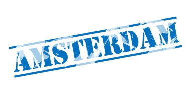 beyaz zemin üzerine Amsterdam mavi pul 