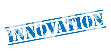 Beyaz arka plan üzerinde yenilik mavi pul 