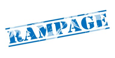 Beyaz arka plan üzerinde Rampage mavi pul 