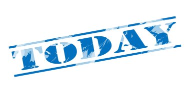 Beyaz arka plan üzerinde bugün mavi pul 