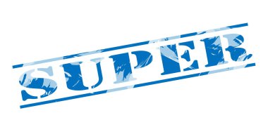 Beyaz arka plan üzerinde süper mavi pul 