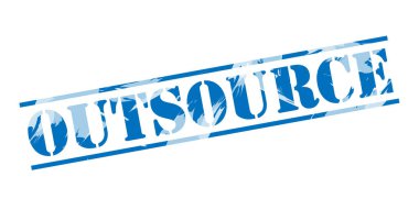 beyaz zemin üzerine mavi pul dış kaynak 