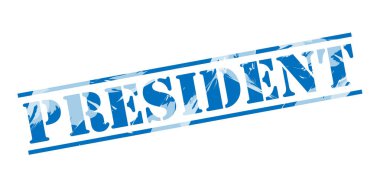 beyaz zemin üzerine Başkan mavi pul