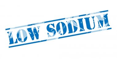 Beyaz arka plan üzerinde düşük sodyum mavi pul 