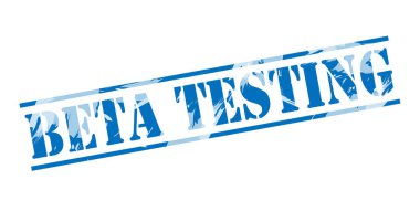 beyaz zemin üzerine mavi pul beta test 