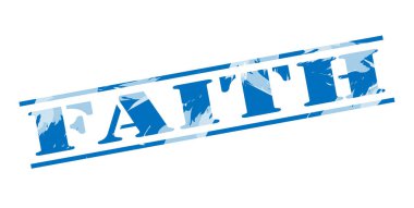 Beyaz arka plan üzerinde inanç mavi pul