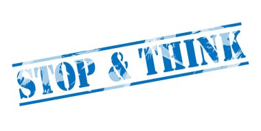 Dur ve beyaz zemin üzerine mavi pul düşün