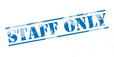 Beyaz arka plan üzerinde personel sadece mavi pul