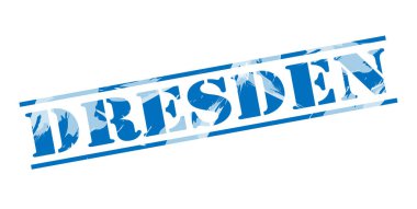 Beyaz arka plan üzerinde Dresden mavi pul