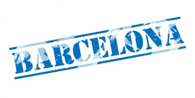 Beyaz arka plan üzerinde Barselona mavi pul