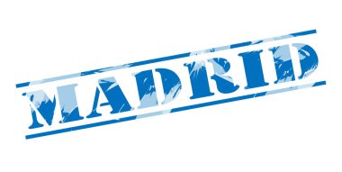 Beyaz arka plan üzerinde Madrid mavi pul