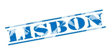 Lizbon mavi pul beyaz arka plan üzerinde