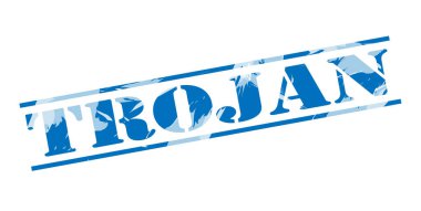 Beyaz arka plan üzerinde Truva mavi pul
