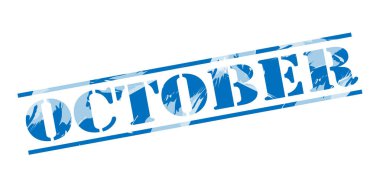 Beyaz arka plan üzerinde Ekim mavi pul